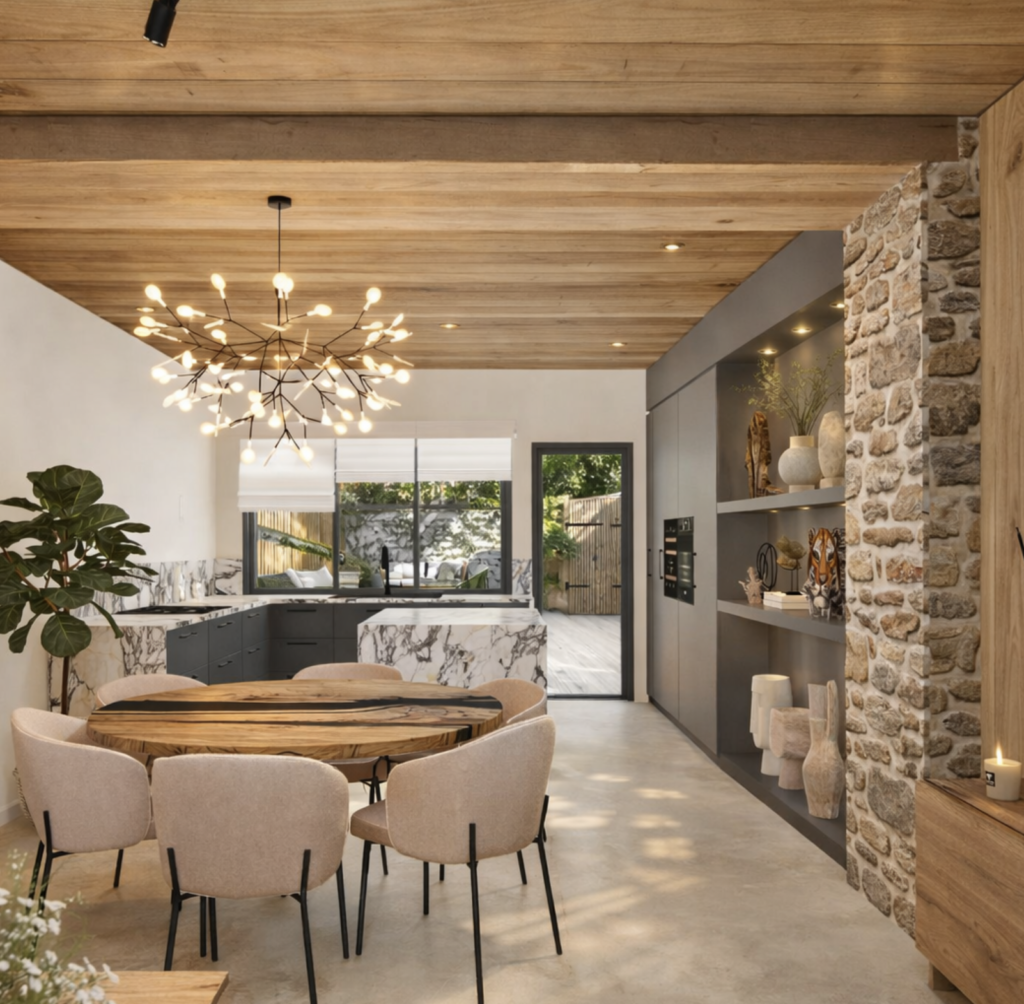 rénovation intérieure ancienne grange en pierre