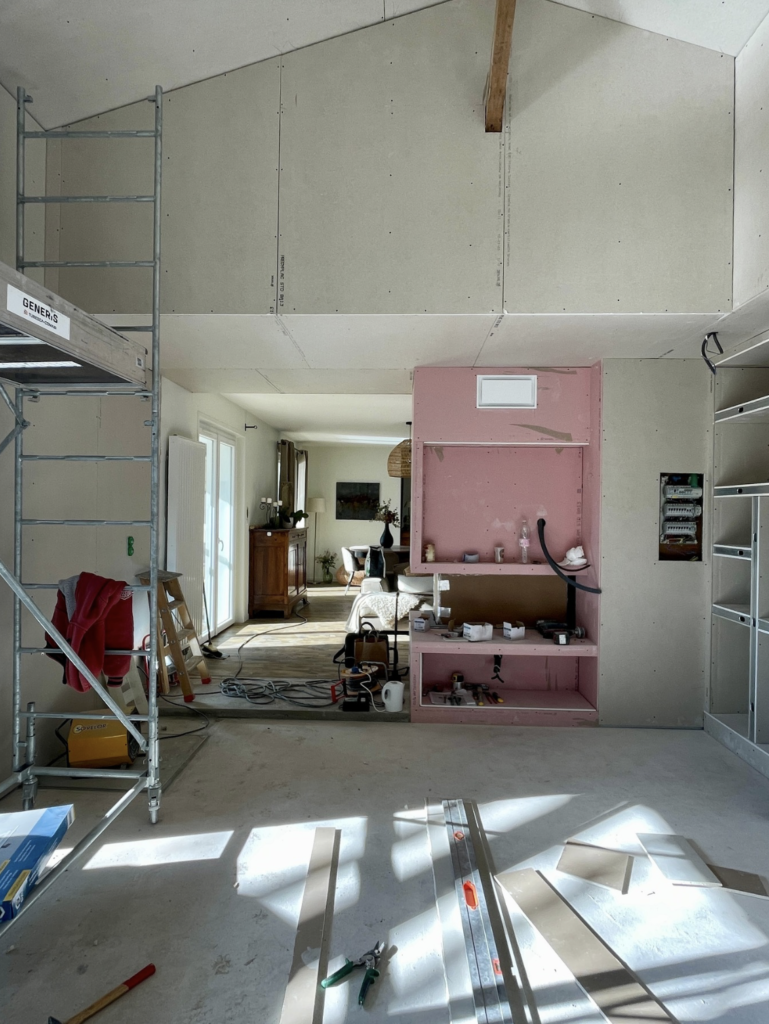 transformation d'un garage en salon